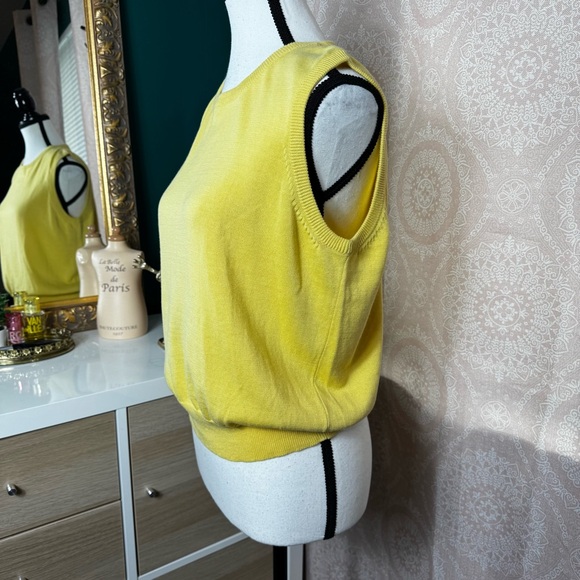 NWT Vintage Liz Claiborne Lizsport Butter Yellow Sweater Tank Knit 100% Cotton - Picture 3 of 7